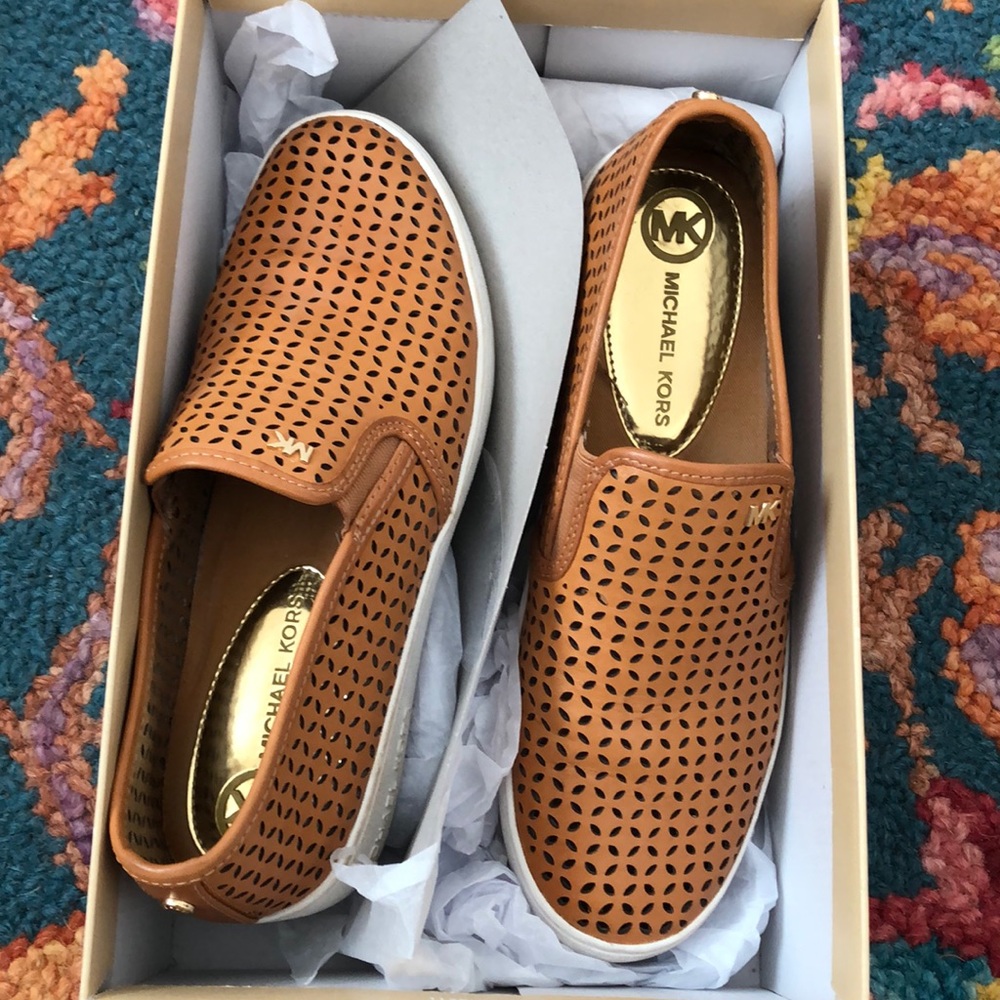 Michael Kors brown slip on sneakers